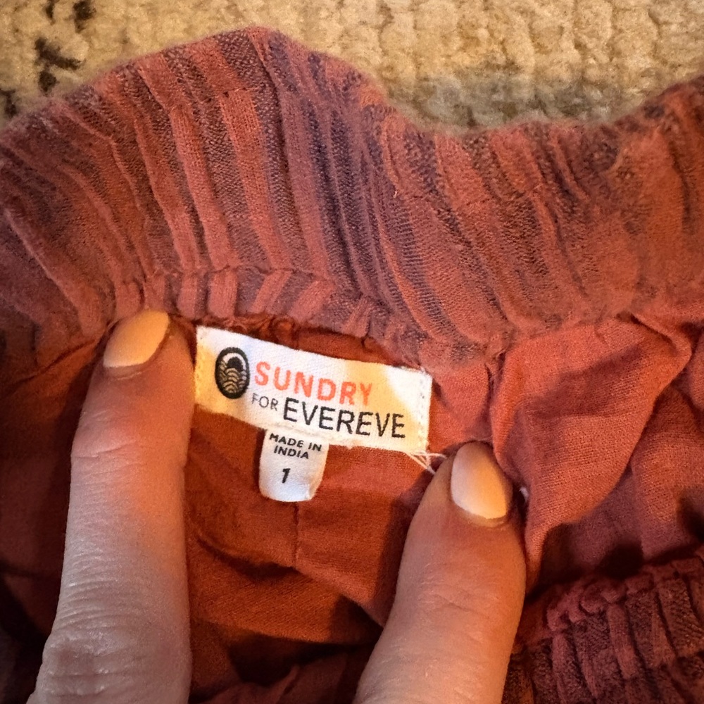 Sundry for Evereve 100% Cotton Striped Pants Size 1 (xs-s) Rust Boho Relaxed - Picture 3 of 3